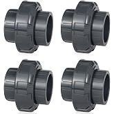 Wacjak 2 Inch PVC Union Pipe Fitting 4-Pack (Bulk Discount), Schedule 80 PVC-U Adapter for High-Flow Pool Pumps, Agricultural Irrigation Systems