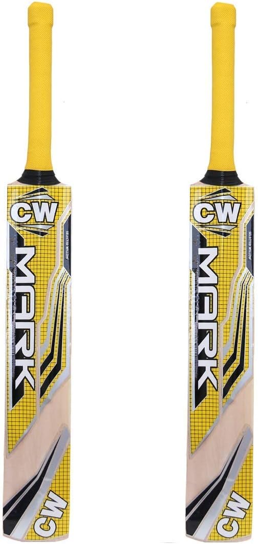 CW MARK Yellow Cricket Bat Wooden Kashmir Willow Bat Junior Size For