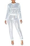 Women Bodycon Jumpsuit Long Sleeve Top+ Skinny