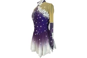 ARTSKATTING Figure Skating Dress,Girls Sparkling Rhinestone Gradient Purple Style Mesh Skirt Skating Performance Competition Wear Costume
