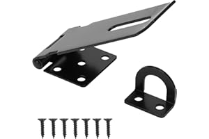 YONSIN 4" Door Padlock Safety Hasp Latch, Door Hasp Clasp Lock Gate Shed Hasp Latch Lock for Door Window Cabinet Pet Cage Toolbox Shed Fence, 304 Stainless Steel, Matte Black Finish, 1 Pack