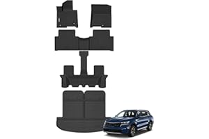 GINOWY-Floor Mats & Cargo Liner Set for Kia Sorento Hybrid 2021-2025(PHEV & HEV), All Weather Mats Sorento Hybrid Cargo Mat Trunk Mat Trunk Liner TPE Rubber Car Accessories Floor Mat Black