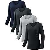 4-7 Pack Long Sleeve Shirts for Women,Moisture Wicking Shirts Long Sleeve Workout Tops for Women V Neck Hiking T-Shirts