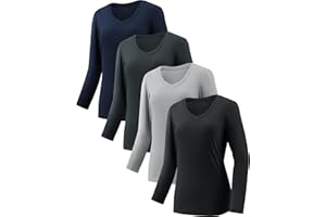 BVNSOZ 4-7 Pack Long Sleeve Shirts for Women,Moisture Wicking Shirts Long Sleeve Workout Tops for Women V Neck Hiking T-Shirts