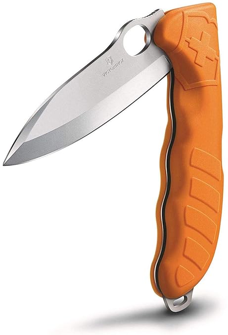 Victorinox Jagdmesser Hunter Pro, Einhand, Scharf, Grosse Feststellklinge, inkl. Kunstleder Gürteletui, Orange