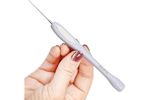 SensePeak Hand Polished Stainless Crochet Hook 0.6mm Single, Ergonomic Stainless Steal Available in 0.6mm-4mm, Small Inline Pointy Crochet Hook for Arthritic Hands