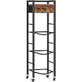 HOOBRO 5-Gallon Water Jug Holder, Water Bottle Holder with Wheels, 3-Tier Water Cooler Storage Rack with Drawer, Water Dispenser Stand, for Kitchen, Office, Rustic Brown and Black BF09ST01