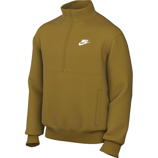 nike club fleece half zip sweat in stone