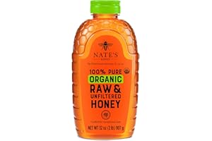 NATURE NATE'S Nate's Organic 100% Pure, Raw & Unfiltered Honey - USDA Certified Organic - 32oz. Squeeze Bottle