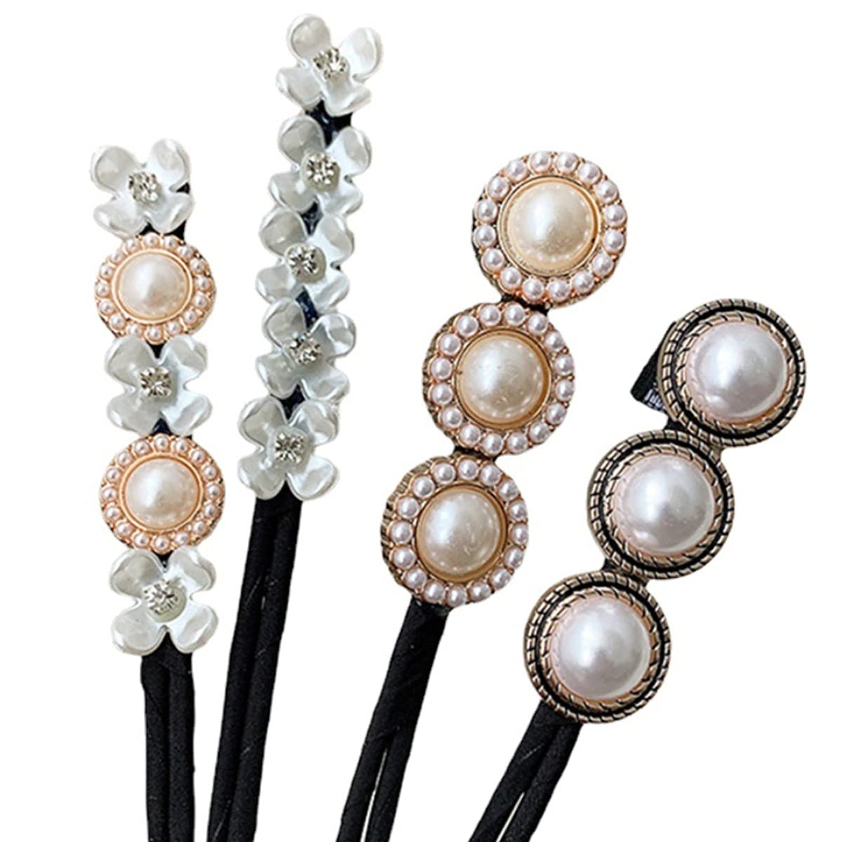 4 Pcs Pearl Hairpin Bun Twist Bun Maker Lazy Hair Accessories Flower Hairpin Bun for Girl Woman Hair Decoration