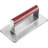 HULISEN Stainless Steel Bacon Press, 9 Inch Large Heavy Duty Burger Press with Wood Handle, Non-stick Grill Press for Griddle