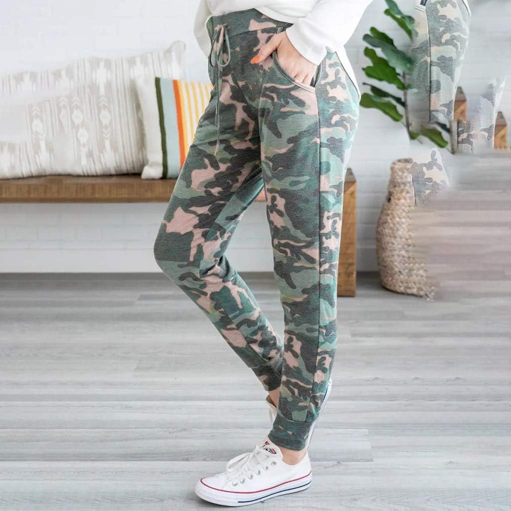 VEZAD Store Womens Harem Pants Leopard Print Elastic Waist Pocket Bandage High Waist Trousers: Clothing