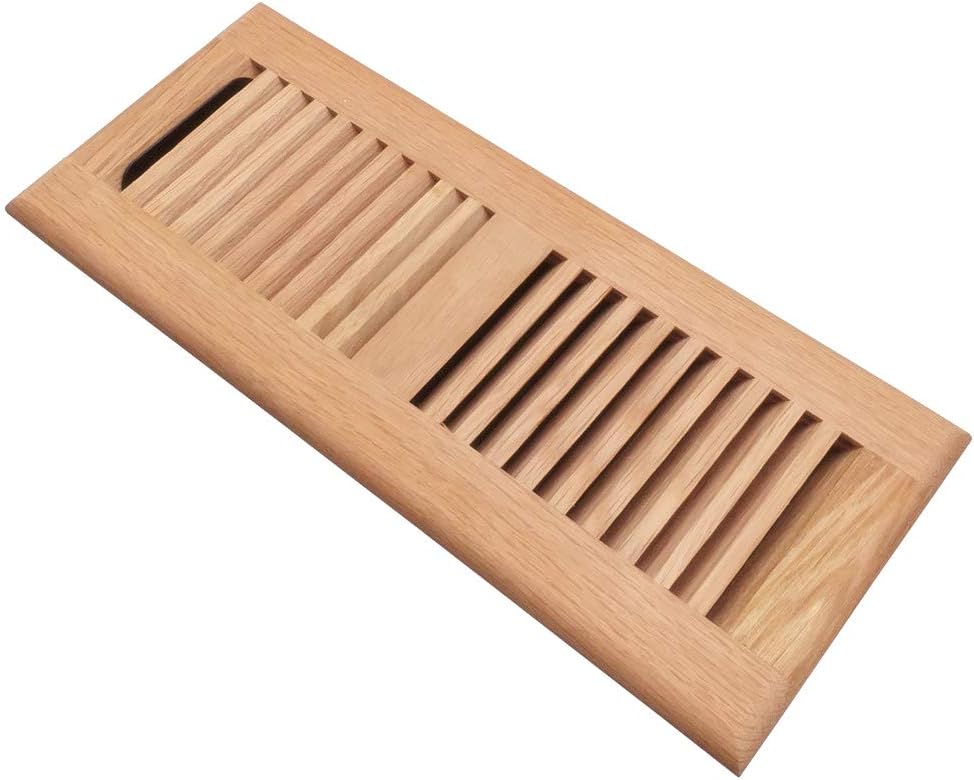 Registers, Grilles & Vents - Razo Red Oak Wood Floor Register, Drop in Vent Cover with Damper, 4x12 Inch (Duct Opening), 3/4 Inch Thickness, Unfinished