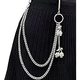 PINKPIN Double-Layer Punk Hip Hop Pants Chain with Skull Pendant - 50cm Gothic Waist Chain for Men & Women (75g) | Edgy Skull Accessory for Jeans & Jackets