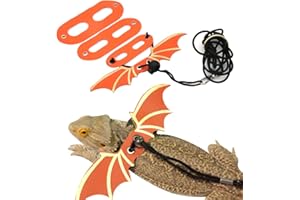 ABUSTLE PIG Adjustable Bearded Dragon Leash Harness,3 Size Pack Leather Wings Safty Walking Leash for Bearded Dragon Lizard Reptiles (Orange)