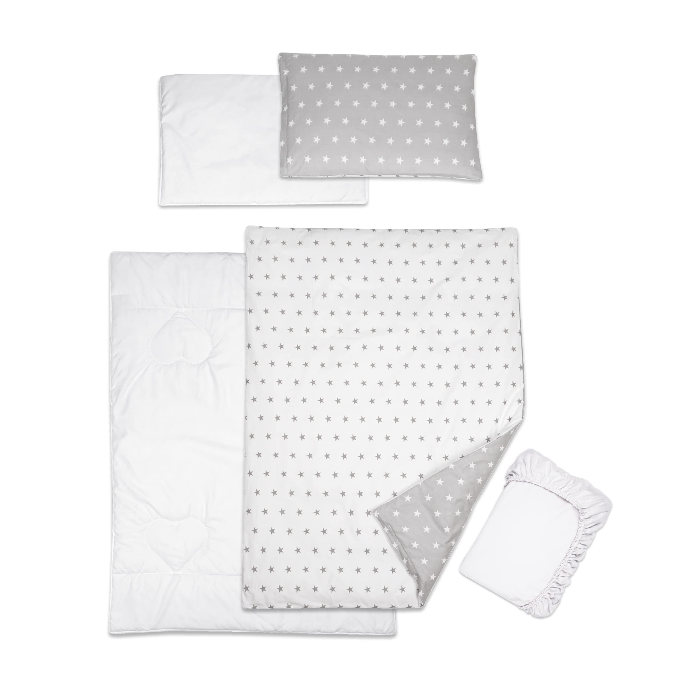 Baby Comfort 5 Piece Toddler Bedding Duvet Pillow with Covers & Jersey Sheet fits 120x60cm Cot Bed 12M+ (Big Stars) — image 1