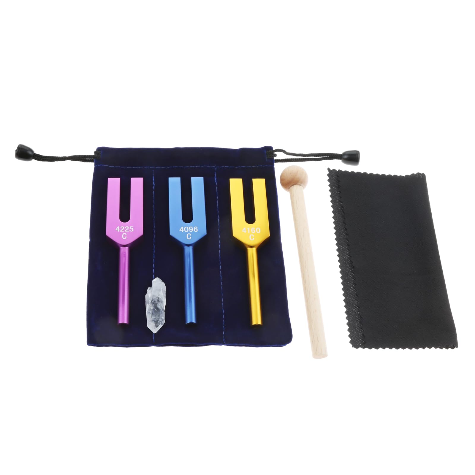 DRELD Angelic Tuning Forks Set - 4096 Hz, 4160 Hz, 4225 Hz Tuning Fork Ideal for Sound Healing, Meditation and Therapy, with Crystal, Silicone Hammer and Storage Bag — image 1