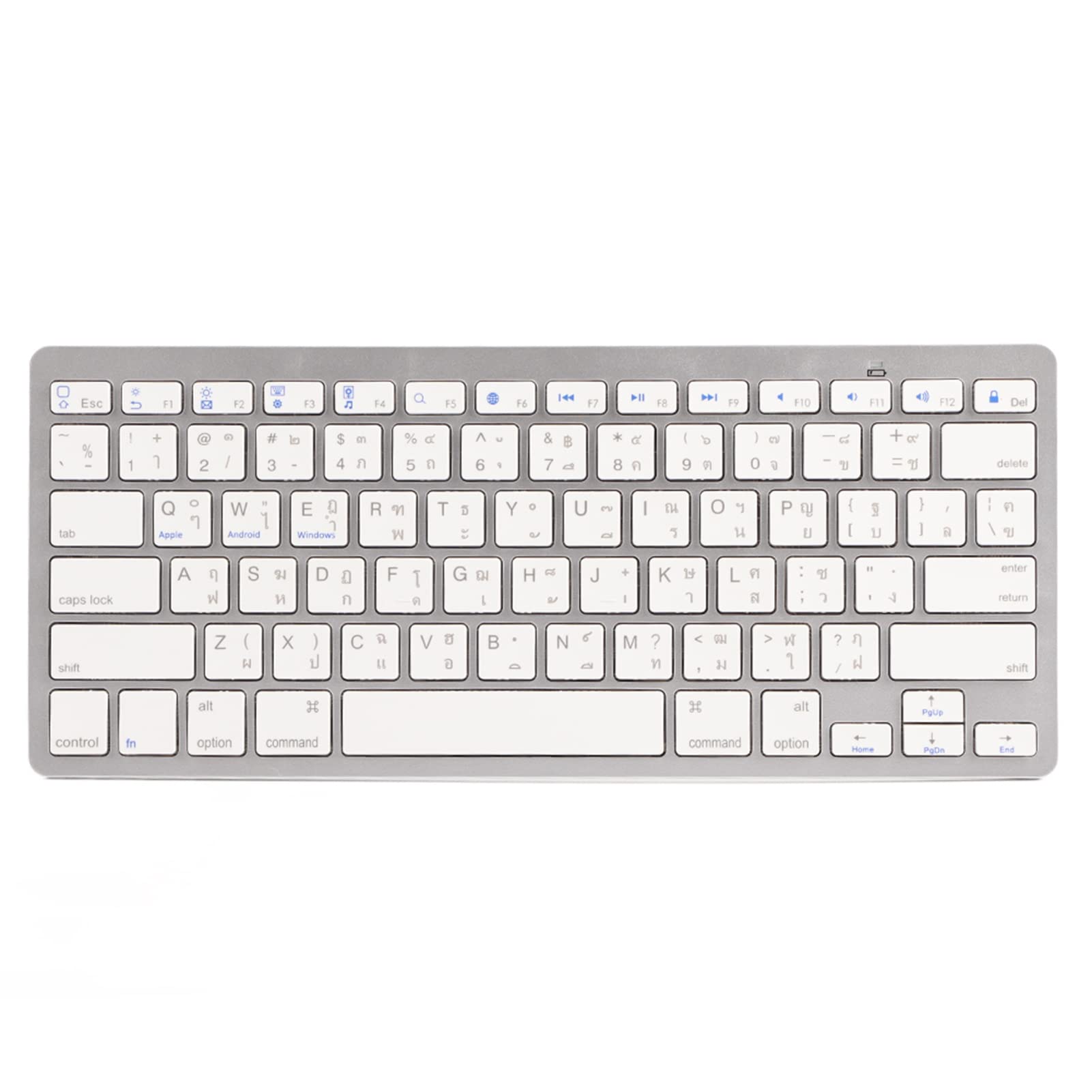 Bewinner Thai Edition Ultra-Thin Wireless Keyboard, 78 Keys, Bluetooth 3.0, compatible with win7/8/10, for PC, Tablet, Laptop (White)
