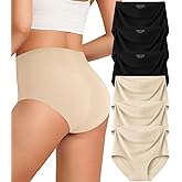 Kalapa Womens Underwear Seamless Full Coverage Breathable Briefs No Show Silky Stretch High Waisted Ladies Panties 6 Pack