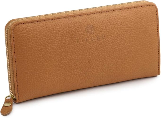 Amazon リエール Lierre 日本製 本革 ラウンドファスナー長財布 レディース レザーウォレット 大人 シンプル ラウンドファスナー キャメル Lierre 財布