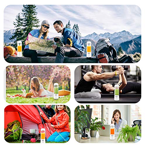 Portable Juicer Cup USB Battery Operated Blender - Six Blades in 3D, 16 oz, 4000mAh Rechargeable Battery Power Bank, 480ml Fruit Mixing Machine with Ice Tray FDA BPA Free (White) - Thumbnail 6