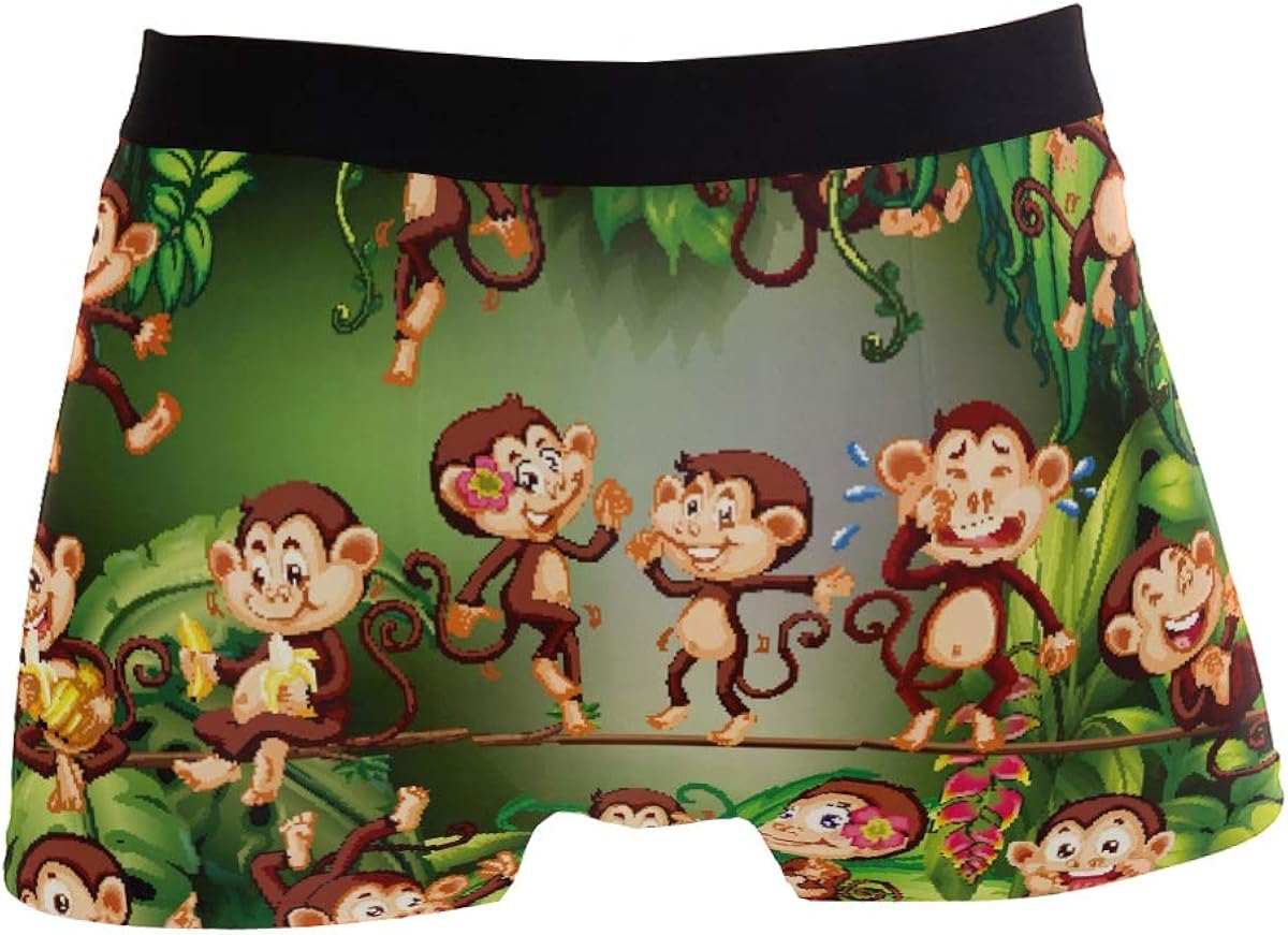 Cute Monkeys Jungle Men's Underwear Soft Polyester Boxer Brief for Men