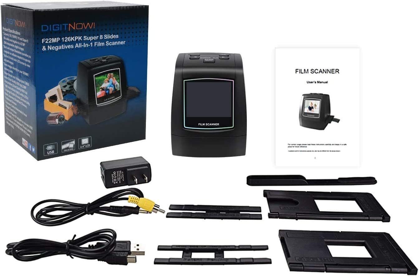 DIGITNOW Film Scanners with 22MP Converts 126KPK/135/110/Super 8 Films, Slides & Negatives All in One into Digital Photos, 2.4" LCD Screen, Impressive 128MB Built-in Memory: Electronics
