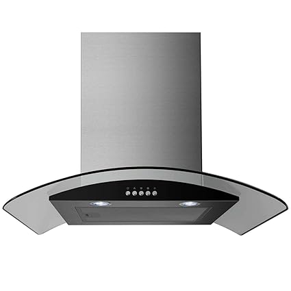 Electriq 60cm Stainless Steel Curved Glass Chimney Cooker Hood 5