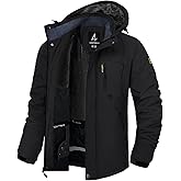 LZACTOIN-X Men's Winter Ski Jacket Waterproof Fleece Coat Warm Insulated Snowboard Jackets Parka Raincoat With Multi-Pockets