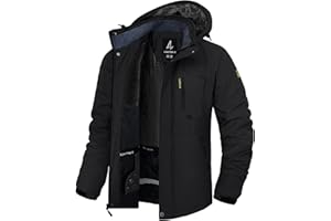 LZACTOIN-X Men's Ski Snow Jacket Black L