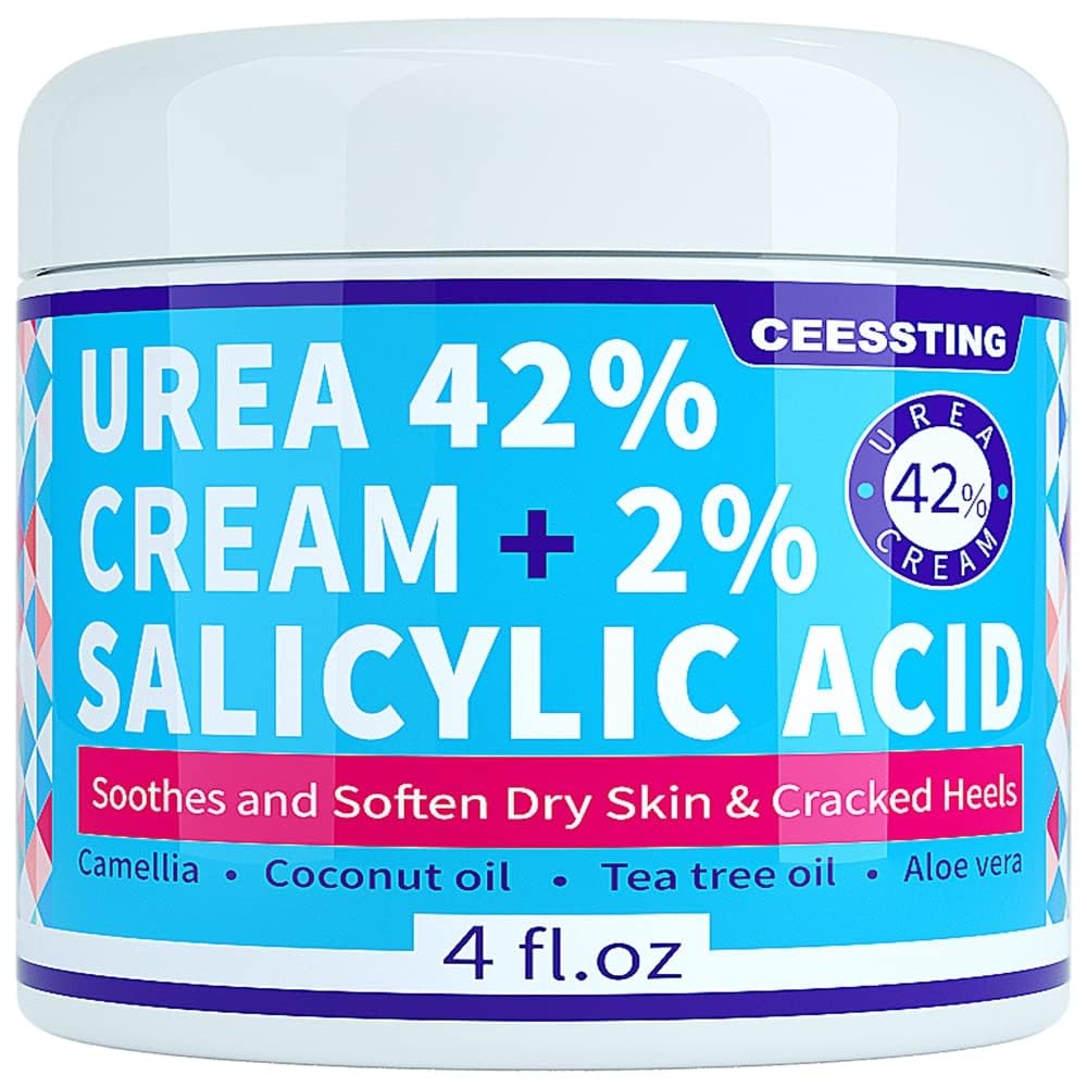 Urea Cream 42 Percent for Feet - 42% Urea Foot Cream with 2% Salicylic Acid & Hyaluronic Acid - For Feet, Hands, Heels, Elbows, Nails & Knees - 4 oz