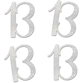Silver Glitter 13 Cut-Out Numbers, 13th Birthday Party Anniversary Decorations DIY Essentials