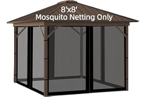 Hiviva Replacement Gazebo Mosquito Netting 8' x 8',Universal Netting for Canopy Tent,4-Panel with Zipper for Outdoor Patio,Ba
