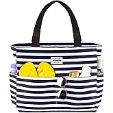 HOMESPON Large Waterproof Beach Bag for Women Sandproof Tote Bag Pool Bag with Zipper and Pockets for Travel Vacation Gym