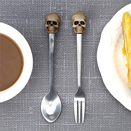 TBWHL Skeleton Head Spoon Fork Set Skull Decor Mini Fork Tiny Spoon for Halloween Decorations Home Decor - Thumbnail 7