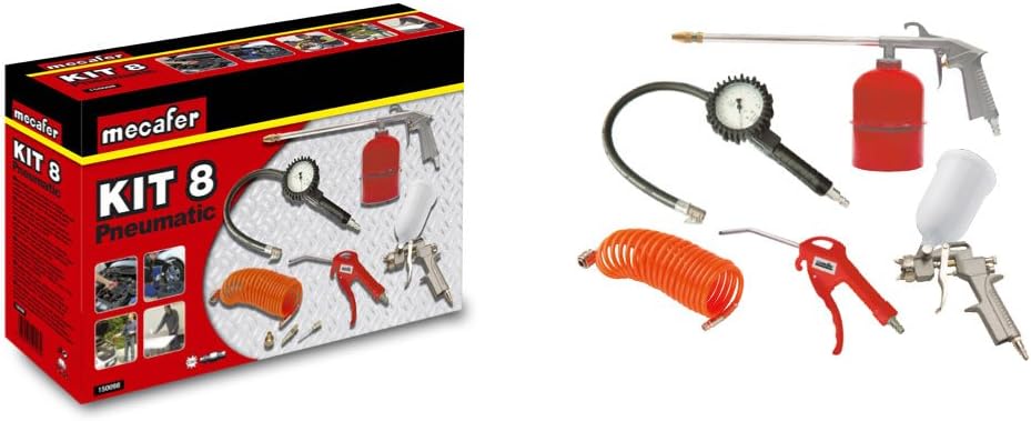 Mecafer 150098 Kit of 8 Pneumatic Accessories with Universal Connection Kit in Process-Printed Cardboard Box