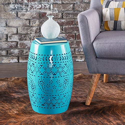 Apple Valley Lace Cut Blue Iron Accent Table