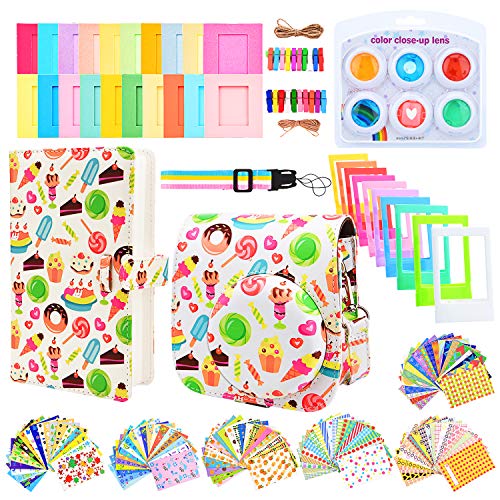 Sunmns Camera Accessories Bundle Kit Set for Fujifilm Instax Mini 9, Accessory Include Case, Album, Film Stickers, Desk Frames, Hanging Frame, Filters, Strap (Desserts)