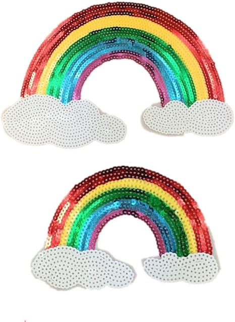 Amazon 超大型 2枚セットアップリケワッペン 虹 雲 アイロン接着 男の子 女の子 かわいい かっこいい 入園 入学 キャラクター マーク ワッペン アップリケ 通販