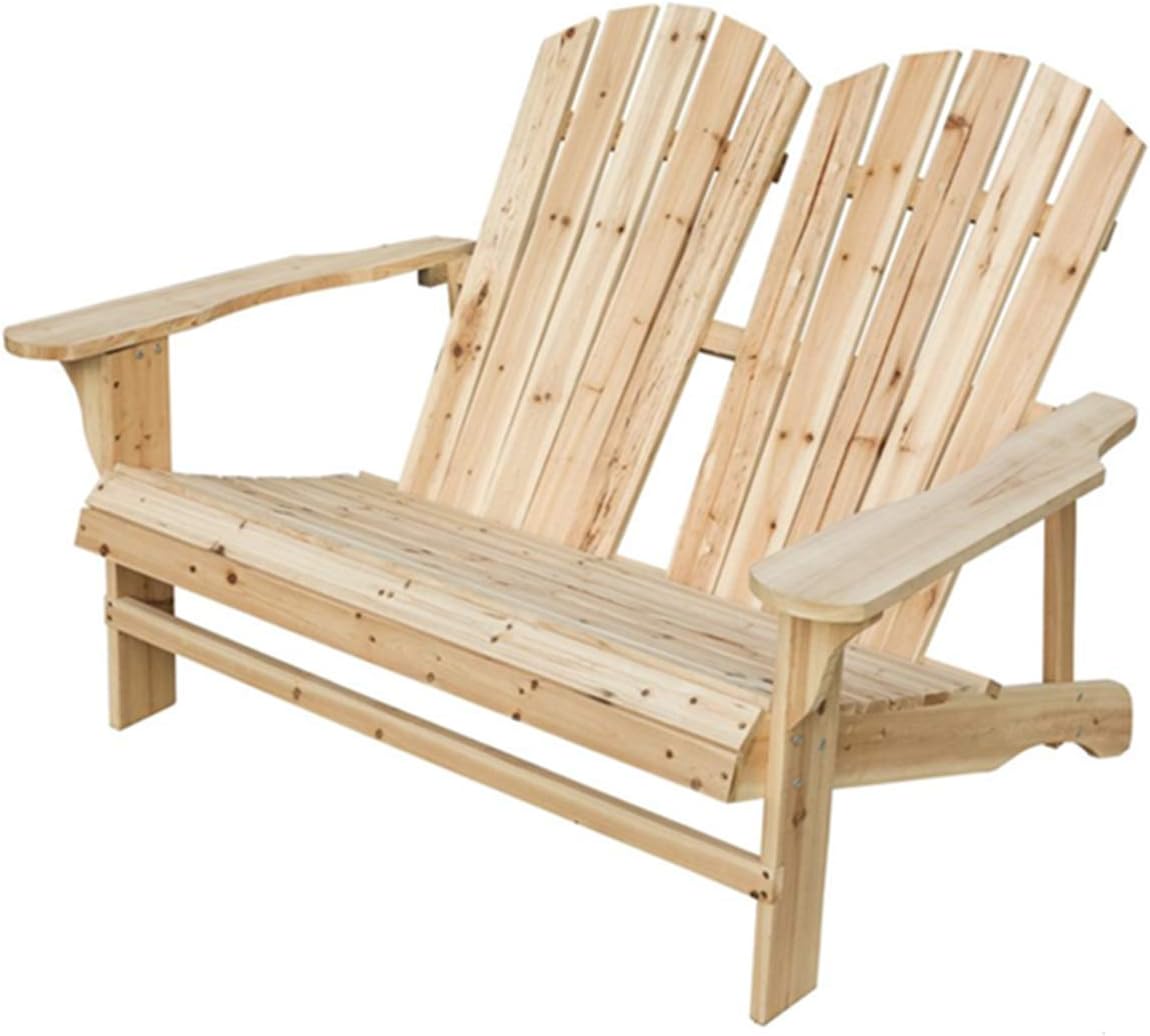 LOKATSE HOME Wooden Double Adirondack Chair Loveseat, Natural