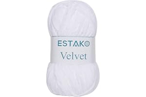Estako Velvet Chenille Blanket amigurumi Yarn for Crocheting and Knitting Super Bulky 100 gr (132 yds) (1110 - White)