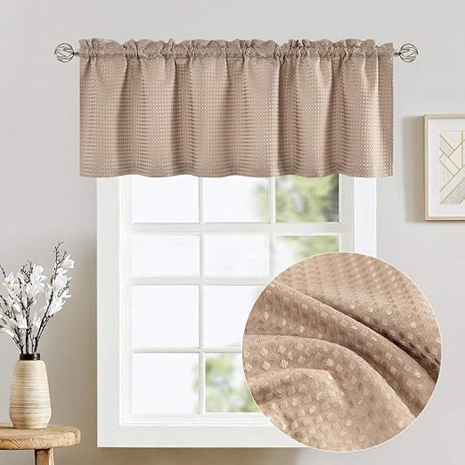 Amazon Com Gold Taupe Waffle Weave Half Window Curtains Kitchen