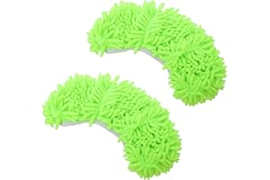 Hemobllo 2pcs Reusable Green Chenille Mop Pads Compatible with Swiffer 45.3x11.5cm Wet Dry Floor Cleaning