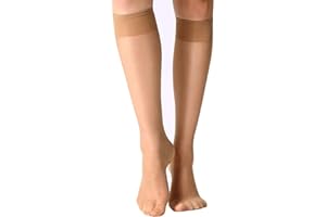 MANZI 12 Pairs Lady's Sheer Knee High Stockings for Women