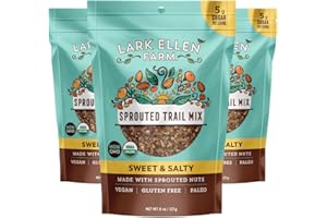 Lark Ellen Farm Sweet and Salty Nut and Seed Trail Mix, Gluten Free Trail Mix Bags, Grain Free Healthy Snacks, Certified Organic, Non-GMO, Paleo, Vegan (8 oz, 3 Pack)