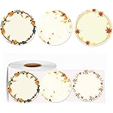 Christmas Themed Direct Thermal Labels 2 inches Round Printable Autumn Thermal Label Happy Fall Name Tag Labels Used for Packaging Self-Adhesive Name Price Label DIY Custom Logo Design 500Pcs