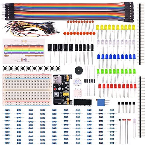 kuman Electronic Fans Bundle Learning Kit for Arduino Raspberry pi with Breadboard Cable Resistor, Capacitor, LED, Potentiometer (236 Items) K66