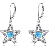 URONE Ocean Earrings 925 Sterling Silver Crab/Starfish/Dolphin/Whale Tail/Sea Shell/Palm Tree/Octopus/Lobster Dangle Earrings Ocean Jewelry Gifts for Women