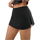 Milumia Women's Y2k Low Waisted Mini Skort Side Slit Bodycon Short Skirt with Shorts