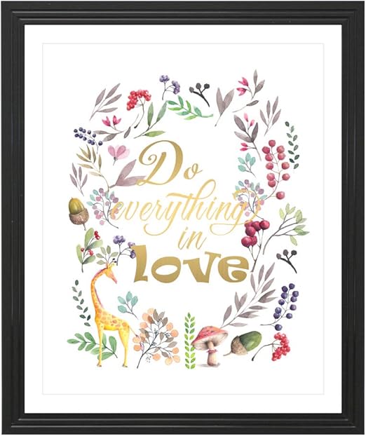 Amazon Com Eleville 8x10 Do Everything In Love Real Gold Foil And Floral Watercolor Art Print Unframed Housewarming Gift Nursery Quote Kids Wall Art Motivational Poster Holiday Birthday Wedding Gift Wg100 Posters